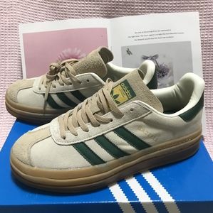 ✨💕NEW WMNS Adidas Gazelle Bold Magic Beige Collegiate Green